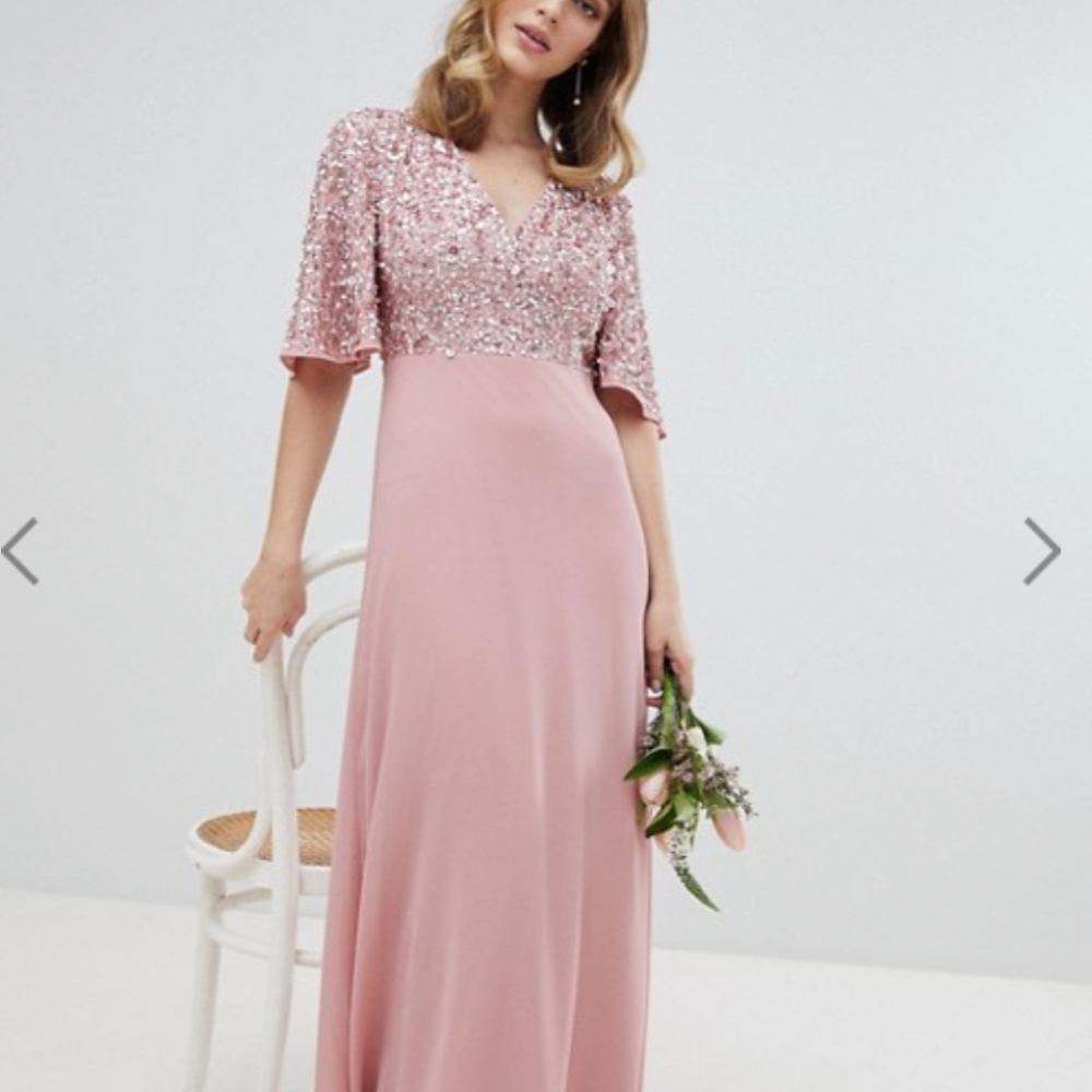 NEW maya maternity pink embellished maxi dress